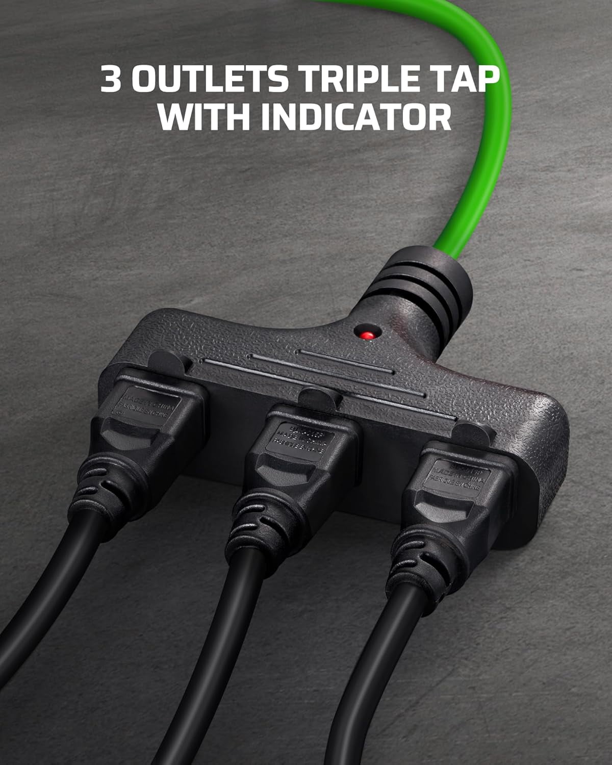 30FT Extension Cord Reel, 16/3 Gauge SJTW Power Cord, Retractable Cord Reel with 3 Outlets, Ceiling/Wall Mount for Garage, Workshop, 10A Circuit Breaker, Metal Plate, UL Listed, Green