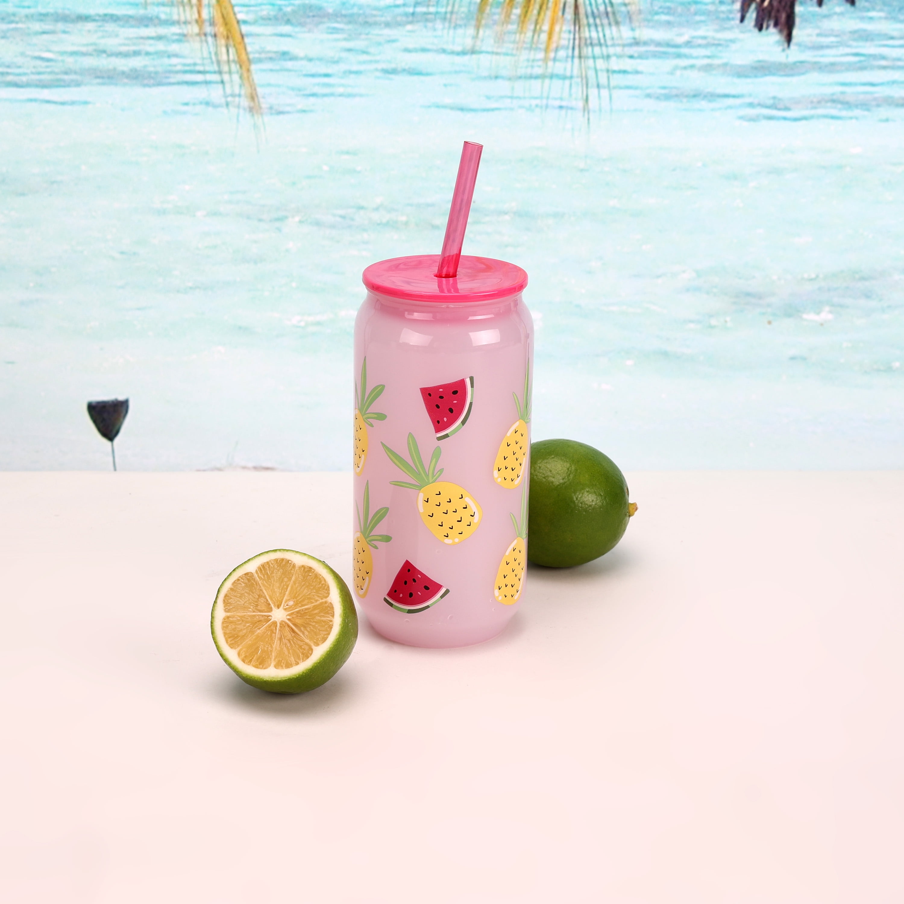 Mainstays 20-Ounce Color-Changing Acrylic Can Shape Tumbler, Assorted Fruit Print