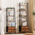 thumbnail image 6 of 5-Tier Ladder Shelf with 2 Drawers,Narrow Bookshelf Storage Shelves,Industrial Bookcase Freestanding Rack Units for Bedroom,Living Room,Bathroom,Home Office,Balcony,Wood Metal,Rustic Brown, 6 of 9