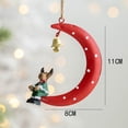 thumbnail image 2 of Colgante de decoración de hierro forjado para árbol de Navidad, divertido Papá Noel sentado en la luna, decoración colgante para el hogar, 2 of 7