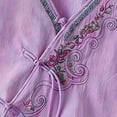 thumbnail image 5 of Fengqque Embroidered Tops for Women 3/4 Sleeve Blouse V Neck Button Down Shirts Dressy Casual Purple L(L), 5 of 5