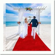 Velvet Vintage Aisle Runner - Elegant 5x25FT Red Carpet Rug for Wedding, Graduation & Church Events. Perfect Party & Ceremony Decorations.