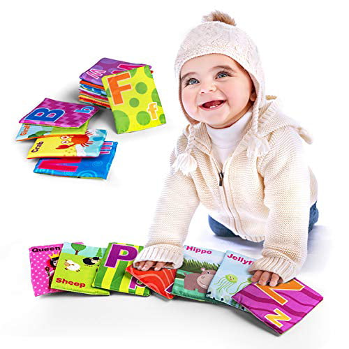Kids ABC Learning Card Set Fabri Flash Cards for Infants Toddlers Eamay 26 Letters Cloth Cards Early Education Toy with Storage Bag 