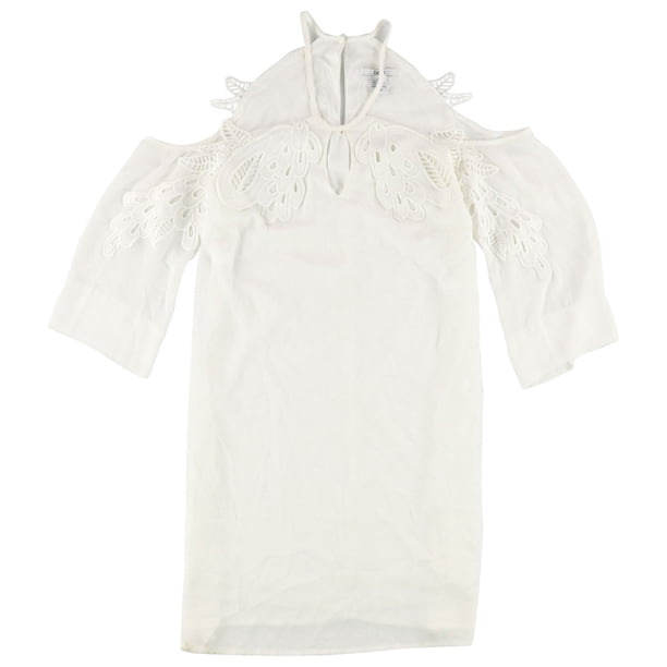 Vestido acampanado con apliques de encaje bar III para mujer blanco grande