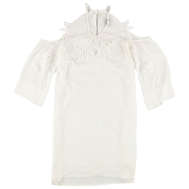 Vestido acampanado con apliques de encaje bar III para mujer blanco grande
