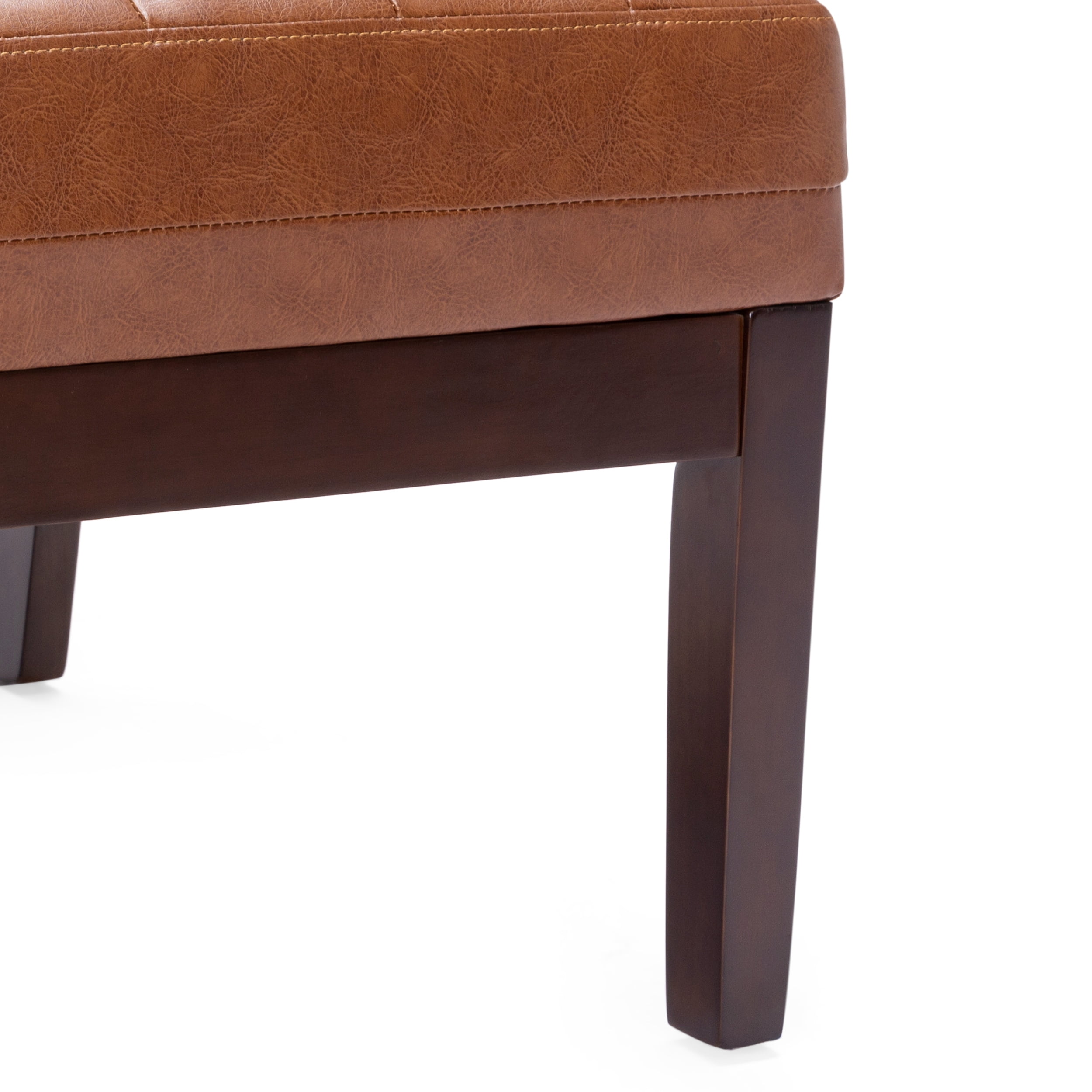 Noble House Voll Tufted Faux Leather Accent Chair in Cognac Brown with Rubberwood Espresso Legs