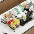 thumbnail image 2 of Kitchen Counter Dish Drainers Dish Drying Rack Extendable Dish Racks Rustproof Dish Drainer Utensil Holder With Adjustable Swivel Spout Space-Saving Dish Racks black, 2 of 5