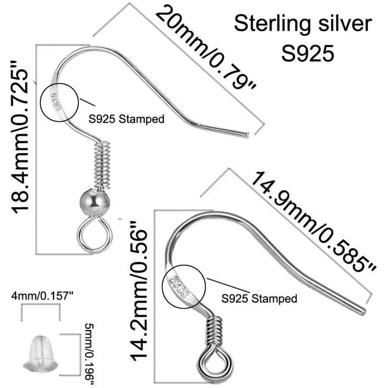 S925 Sterling Silver Earring Hooks - 8Pcs/4 Pairs Hypoallergenic 18K Gold Plated Ear Wires Fish Hooks for Jewelry Making, Jewelry Findings Parts