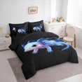 thumbnail image 3 of Manfei Kawaii Salamander Bedding Comforter Set 7pcs for Preppy Child,Cartoon Animal Queen Bedding Sets Super Cozy,Bling Glitter Queen Sheet Sets,Microfiber Bedroom Decor,Reversible, 3 of 8