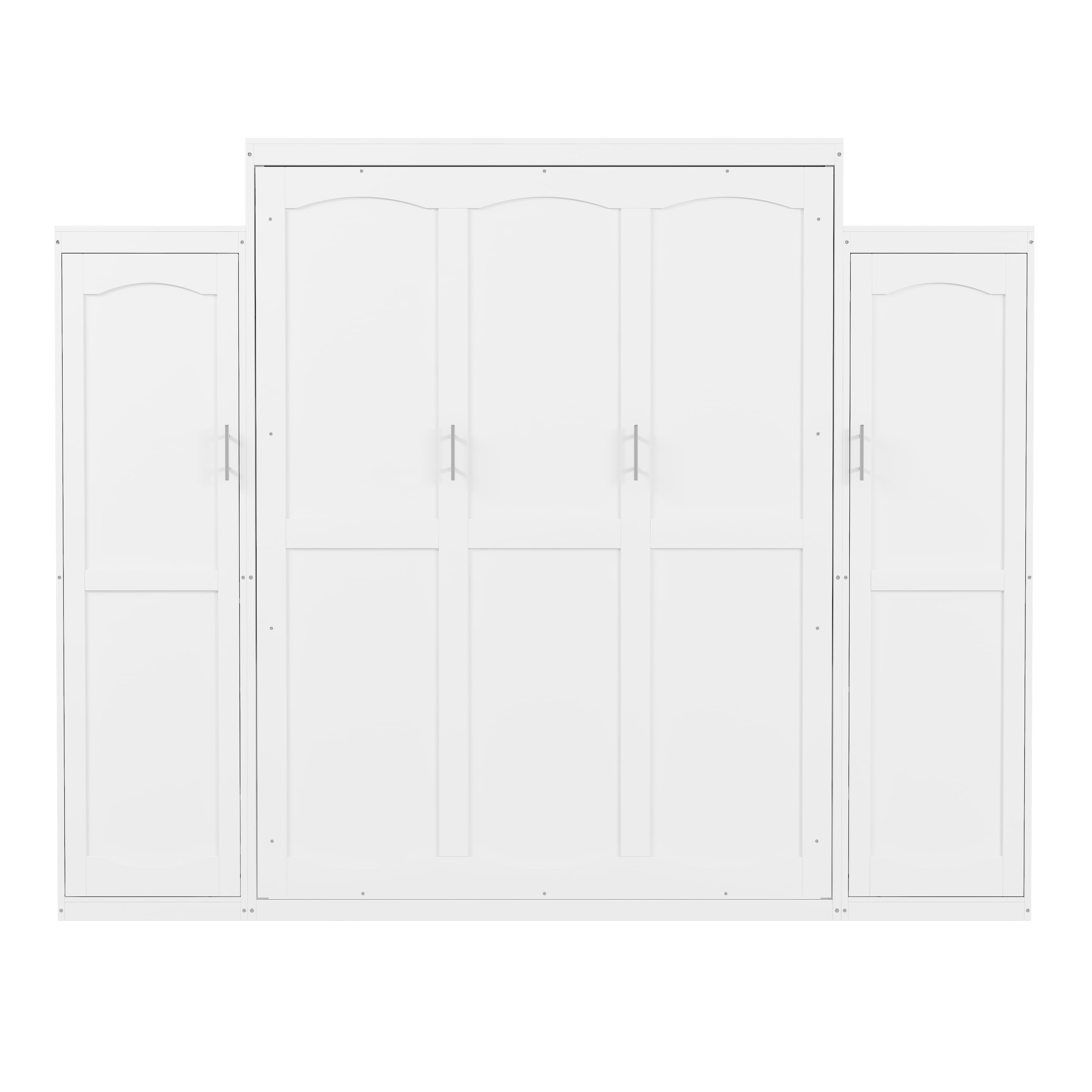 Euroco Wood Queen Size Murphy Bed with Storage Shelves, Wall Bed with Wardrobe for Bedroom