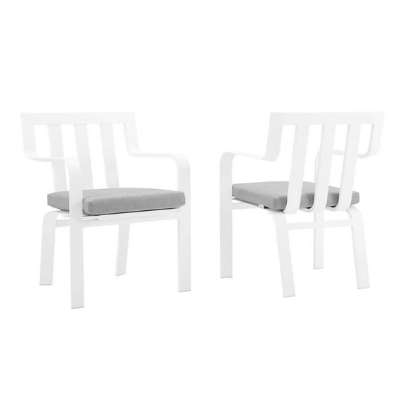 Ergode Baxley Outdoor Patio Aluminum Armchair Set of 2 - White Gray