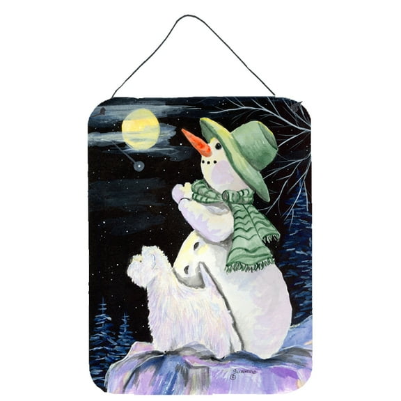 Carolines Treasures Snowman with Westie Aluminium Metal Wall or Door Hanging Prints, 16" x 12", Multicolor