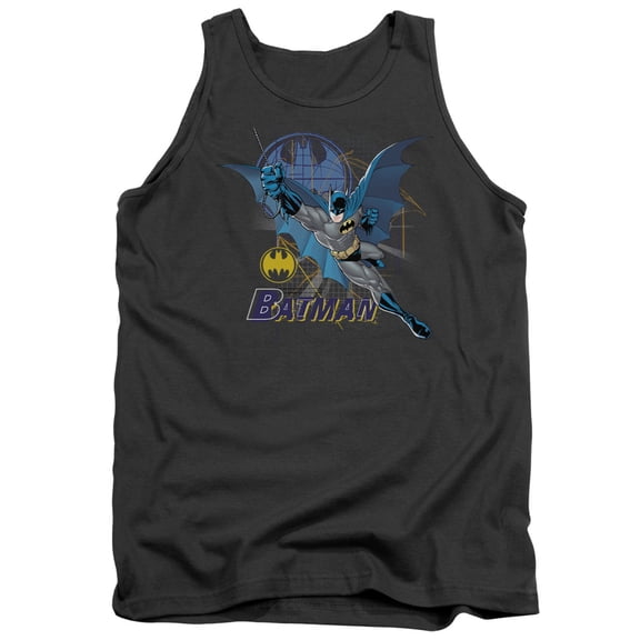Batman Cape Outstretched Adult Tank Top Charcoal