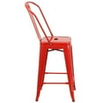 thumbnail image 3 of 24'' High Red Metal Indoor-Outdoor Counter Height Stool with Back, 3 of 9