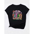 thumbnail image 3 of Easter Cross And Eggs Graphic Fashion Sports Tee, Round Neck Workout Short Sleeves Tops, Women's Activewear, 3 of 7