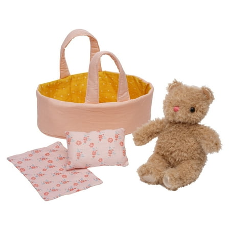UPC: 0011964509744 | Manhattan Toy Moppettes Bea Bear Stuffed Animal Nurturing Playset with Bear Plush Toy  Fabric Bassinet  Blanket & Pillow