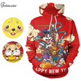 thumbnail image 2 of Sudaderas con capucha de Año Nuevo chino para hombres, suéter de pareja, chándal de animales, ropa de calle de estilo chino, ropa masculina, 2 of 4