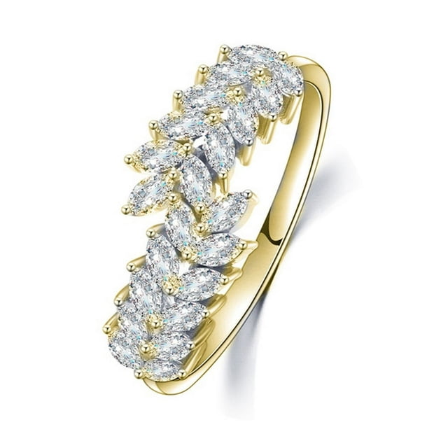 Bague Ajustable Plaquée Or Bague CZ Simulée pour Jeunes Filles Femmes