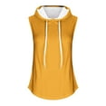 thumbnail image 3 of Htigea Women's Sleeveless Hoodies Summer Casual Hooded Tank Tops Drawstring Sport Tanks Loose Fit Pullover Undershirts Yellow,3XL, 3 of 4