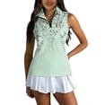thumbnail image 2 of IYYVV Womens Golf Shirts Sleeveless Zip Up Polo Shirt Collared Lightweight Tennis Athletic Tank Tops Mint Green S, 2 of 7