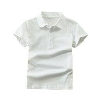 KyCheLot Boys Summer School Tops Comfort Short Sleeve Lapel Collar Button up Cotton Golf Shirts 2-13 Years