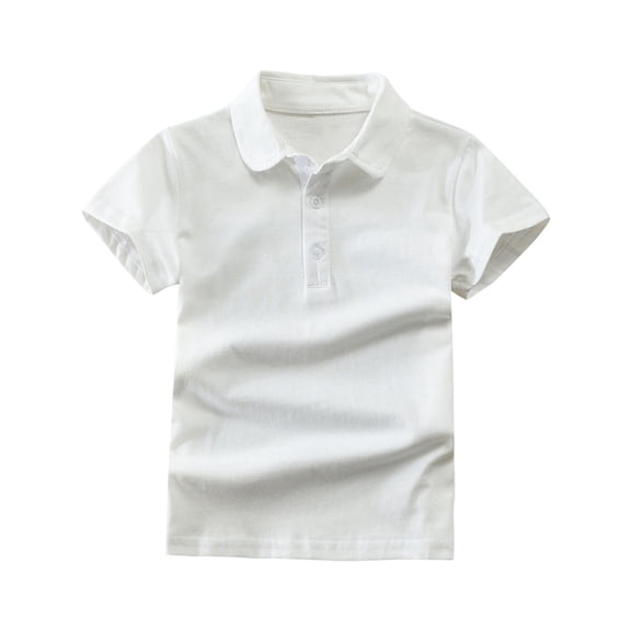 Odeerbi Toddler Boys Girls Cotton Golf Shirts Solid Color Lapel Button Short Sleeve Tennis Shirts School Uniform