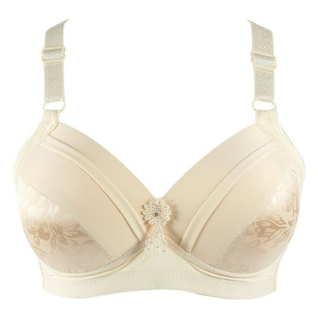 

Sksloeg Women Bras Plus Size Seamless Smooth Satin Bra Pack Full Coverage Deep Cup Bras Wirefree Plus-Size Everyday Bras Beige 95