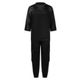 thumbnail image 4 of Women Suits 2 Piece Set Women Smooth Satin Half Sleeve Top And Pants Set plus Size Snow Bibs Casual Pantsuit for on Piece Jumpsuit Christmas Outfits for Dressy Summer Business Casual Clothes Black XXL, 4 of 5