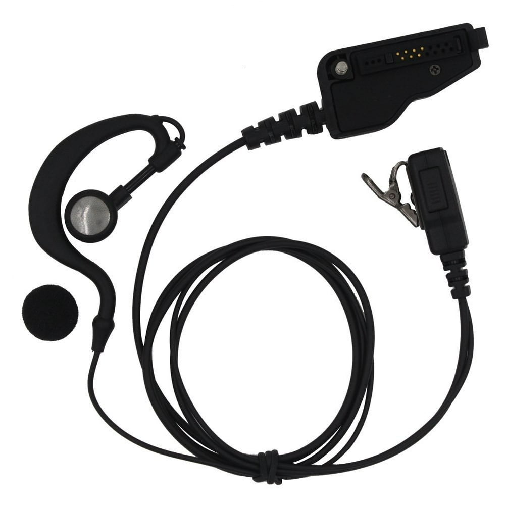 AOER G Shape Clip Ear Earpiece Headset with PTT Button & Mic for