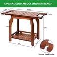 thumbnail image 4 of 2-Tier Bamboo Shower Chair for Inside Shower, Waterproof Bathroom Baby Bath Seat with Storage Shelf and Shower Head Holder, Shower Stool for Seniors Adults Disabled Pregnant Woman(Brown), 4 of 8