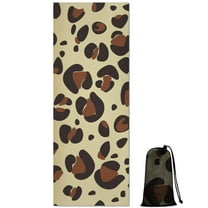 Gold and Brown Of Leopard Print Hot Yoga Mat Towel Non Slip for Hot Yoga - Quick-Drying Yoga Mat Cover with 4 Corner Pockets with Travel Bag - Hot Yoga Towel Non Slip 74"x26"