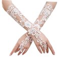 thumbnail image 4 of FONDOTIN Wedding Gloves for Bride White Lace Floral Full Finger Design Matching Any Dress, 4 of 5