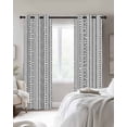 thumbnail image 3 of White Boho Blackout Curtains 45 Inches Long for Bedroom, Country Abstract Black Geometric Striped Thermal Insulated Room Darkening Black Out Window Curtain Panels Grommet Drapes for Living Room, 3 of 8