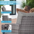 thumbnail image 4 of Ainfox Patio Swivel Bistro Set,3-Piece Ourdoor Furniture Set,Wicker Rattan Coversation Rocking Chairs w/Glass Top Table & Cushions,Grey, 4 of 5