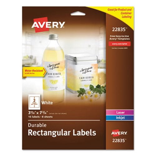 Avery Water Resistant Wraparound Labels 3 1 4 X 7 3 4 16 Labels 