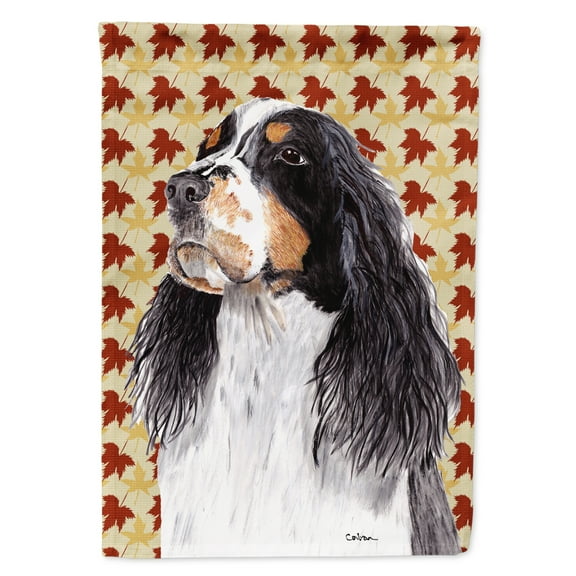 Springer Spaniel Fall Leaves Portrait Flag Canvas House Size