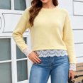 thumbnail image 5 of Sheghy Summer Tops for Women 2026 Cold Weather Everyday Crewneck Baggy Fit Solid Color Knitted Long Sleeve Sweater Top Yellow M, 5 of 9