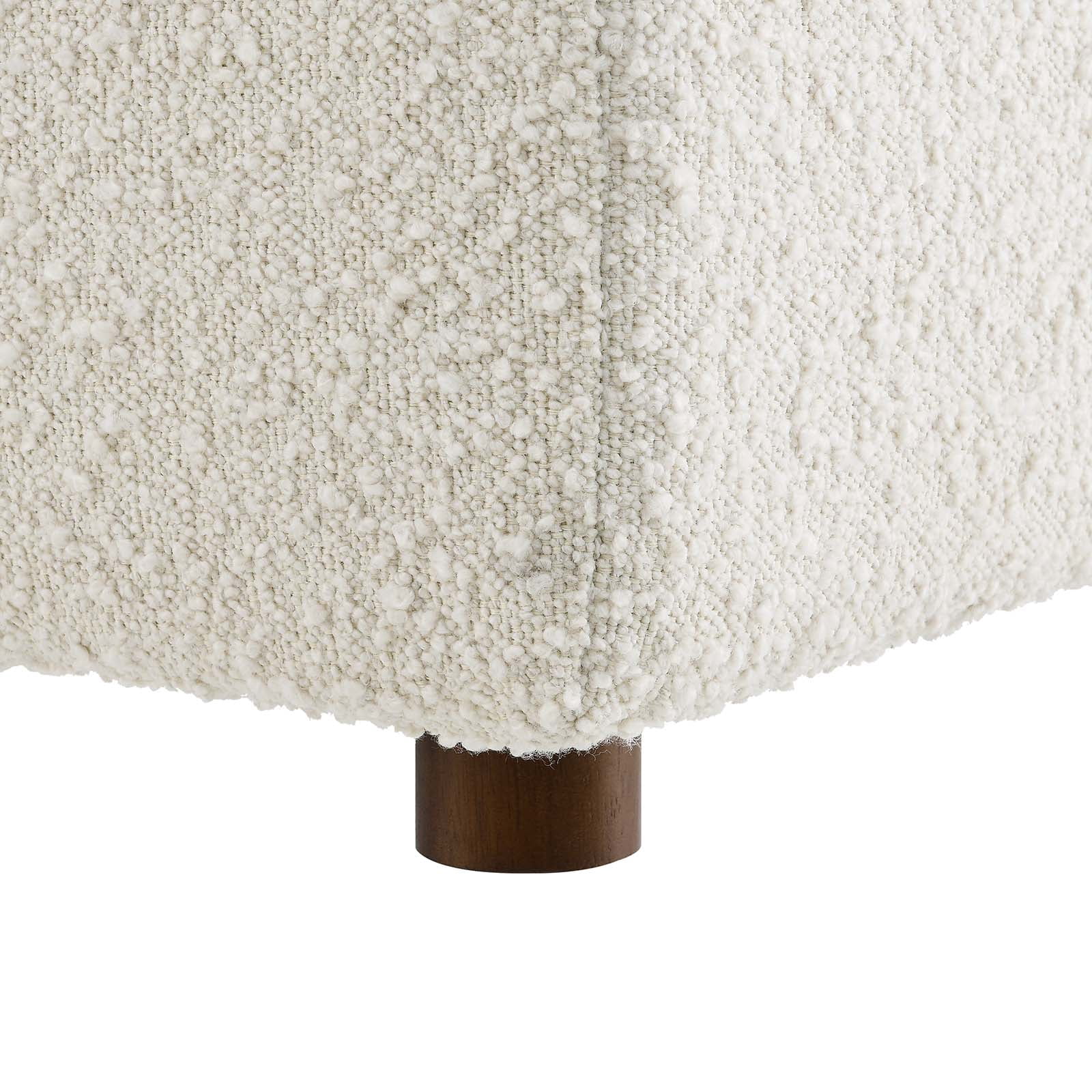 Modway Commix Upholstered Boucle Fabric & Solid Wood Ottoman in Ivory
