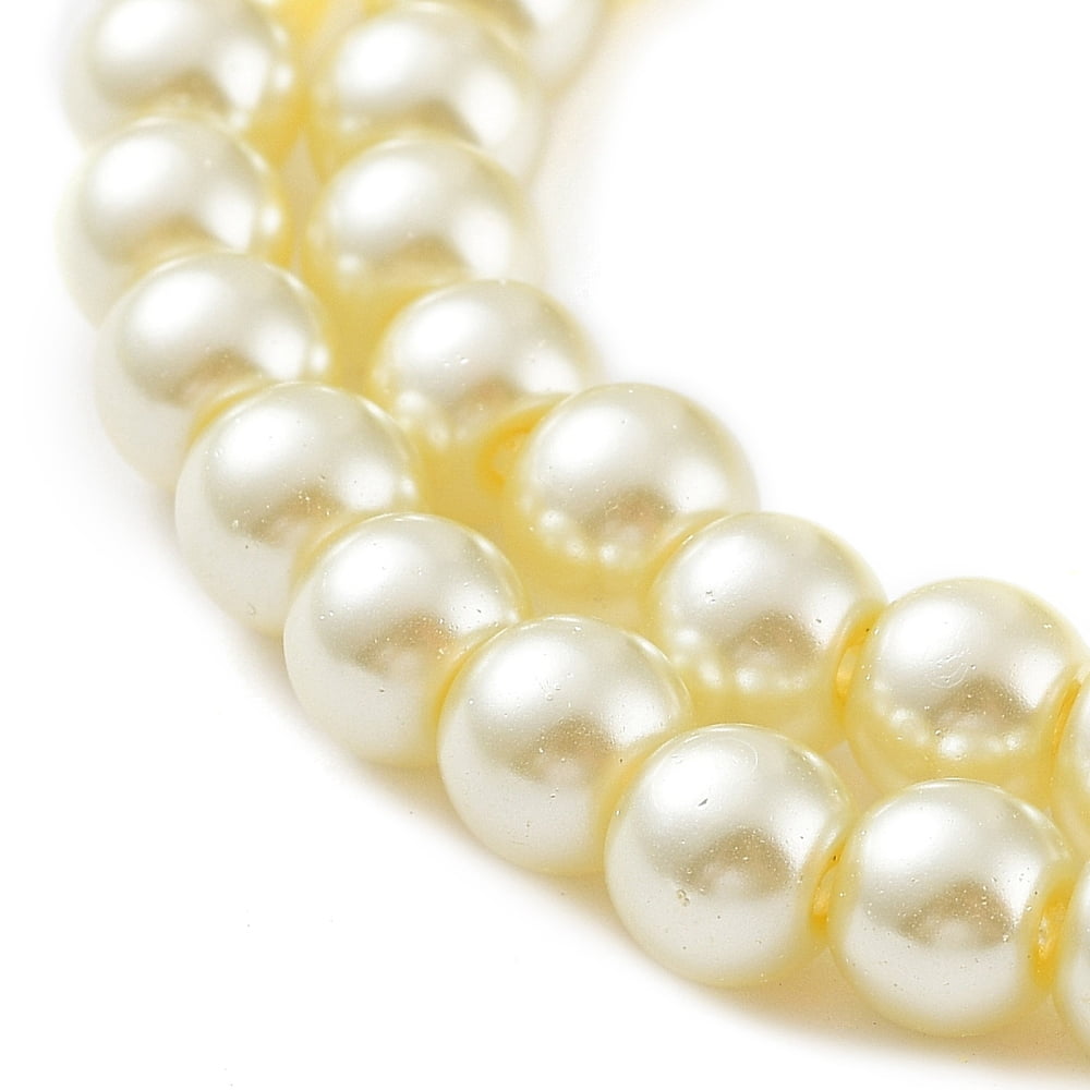 20Strand Baking Painted Pearlized Glass Pearl Round Bead Strands Lemon Chiffon 6~7mm Hole: 1mm about 135~140pcs/strand 31.4 inch
