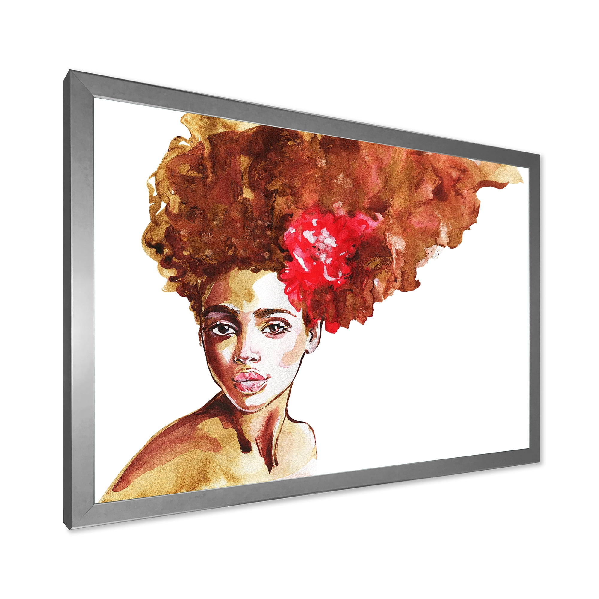 Designart 'Portrait of Young African American Woman II' Modern Framed Art Print
