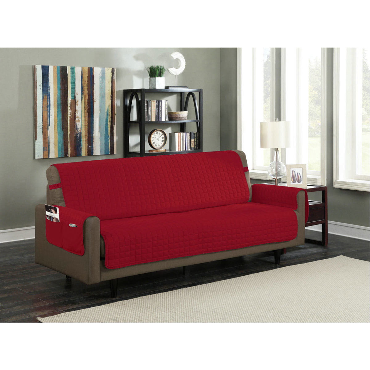 Camel Burgundy Reversible Microfiber Pet Dog Couch Furniture Protector 