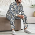 thumbnail image 5 of Mens Pajamas Set, Black White Flower Paisley Button-Down Pajamas for Men Long Sleeve Mens Sleepwear Lounge Pjs Set, 5 of 5
