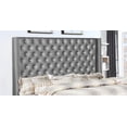 thumbnail image 2 of Contemporary 1pc Faux Leather Upholstery Metallic Gray PU Tufted Queen Size Tall HB Wing Bed Furniture, 2 of 3