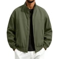 thumbnail image 2 of Zynoxe Plus Size Windbreaker Jackets for Men with Pockets & Elastic Cuffs Hem Classic Stand Collar Zip Up Jackets Loose Long Sleeve Bomber Jacket Fashiona Solid Color Motorcycle Trench Coat, 2 of 9