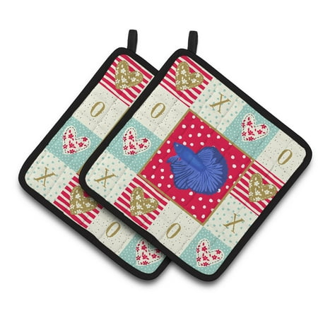 

Carolines Treasures CK5493PTHD Super Delta Tail Betta Love Pair of Pot Holders Red 7.5HX7.5W multicolor