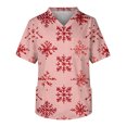 thumbnail image 2 of Wutalume Men's Casual Short Sleeve V-Neck Shirt, Christmas Print with Front Pocket, Lightweight Workwear Top for Carers, Nurses and Daily Wear,Pink 5XL, 2 of 5