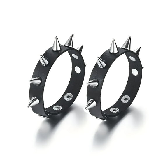 DESIGNICE 2pcs Spiked Bracelet PU Leather Punk Goth Metal Adjustable Wristband
