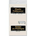 thumbnail image 2 of Ivory Plastic Party Tablecloth, 108" x 54", 2 of 3