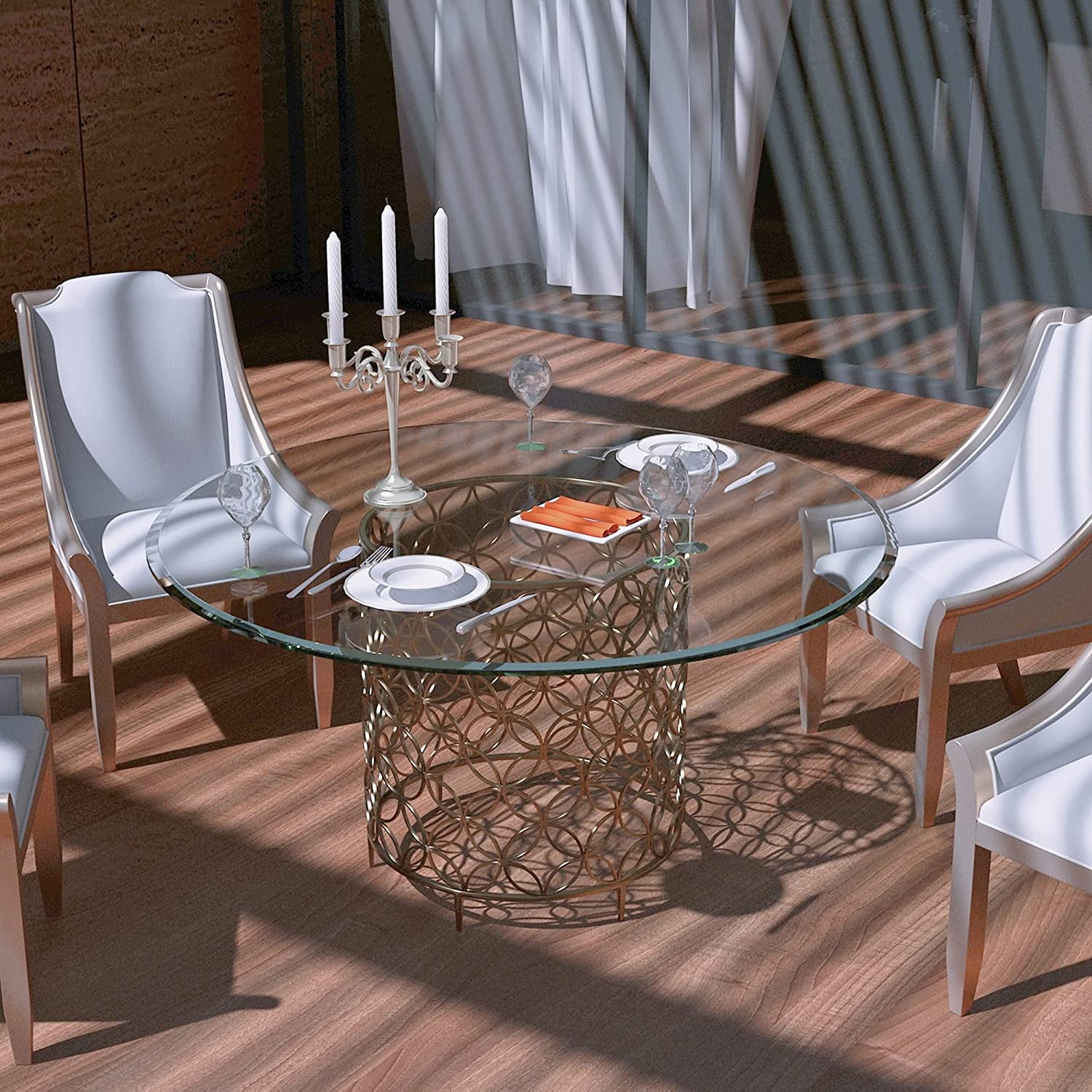 Moselota 40" Inch Round Tempered Glass Table Top Clear Glass 1/2" Inch