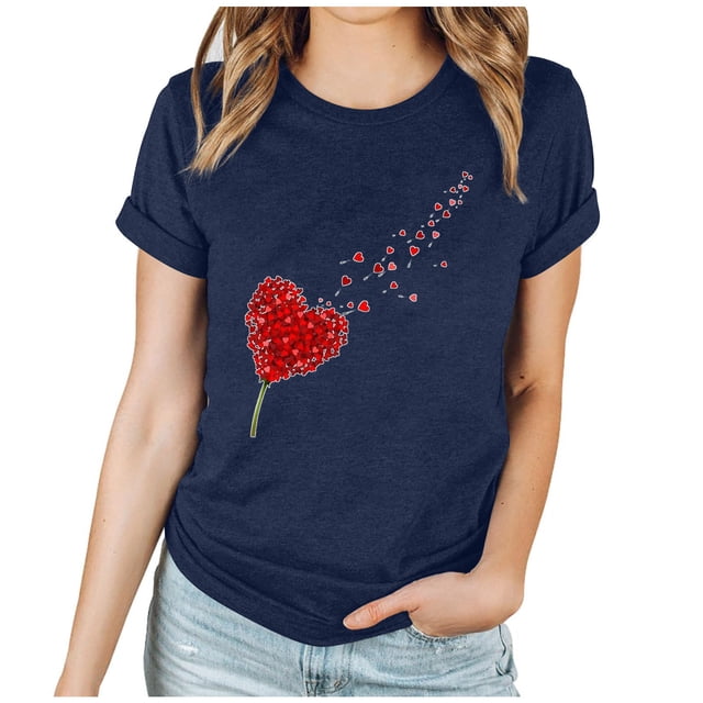 Birdeem T-Shirt à Col Rond Imprimé à Manches Courtes pour Femmes, Décontracté, Coupe Ample